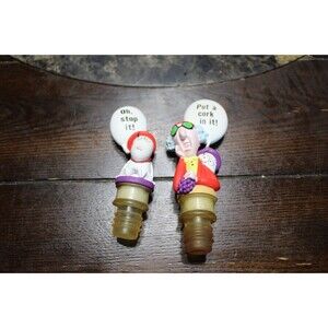 VTG HALLMARK MAXINE Wine Corks Wine Stoppers (2) J.W. WAGNER "PUT A CORK IN IT"